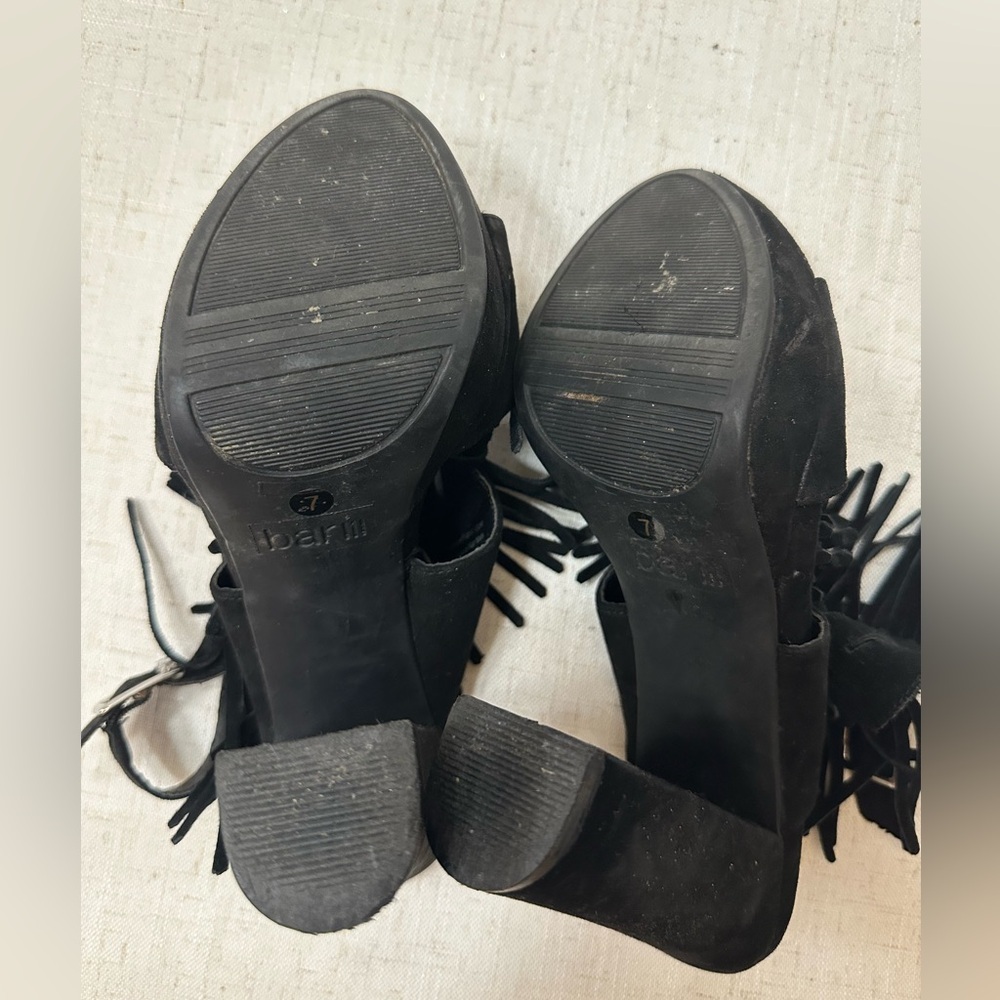 Bar III Black Fringe Block Heels - Picture 8 of 10